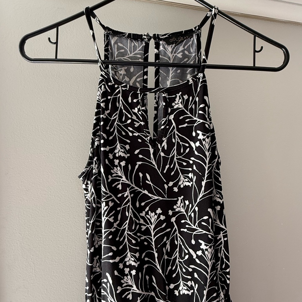 Black and White Floral Sleeveless jumpsuit